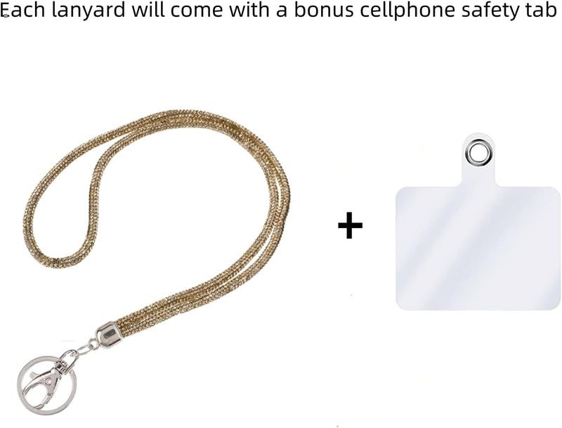 Global_Shopper Fashion 34.8'' Sparkle All Round Crystal Neck Lanyard,Bling Work Name Card Holder For Women(AB White,1PC) - Image 2